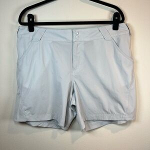 Columbia Womens PFG Shorts Light Blue Performance Outdoors Nylon Pockets Size 16